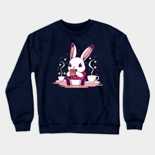 Cute bunny sipping tea - pink Crewneck Sweatshirt